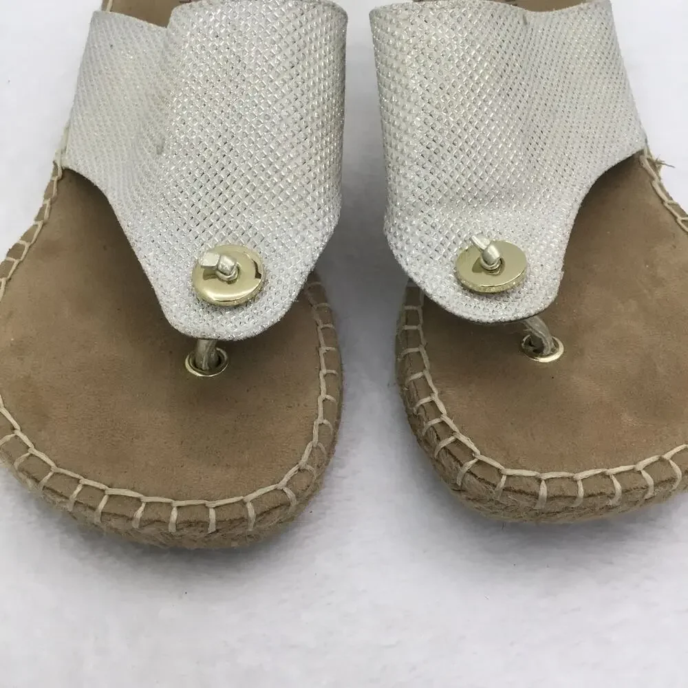 WHITE MOUNTAIN BEACHBALL Glitter Fabric Wedge Heels Sandal Size 7.5 M